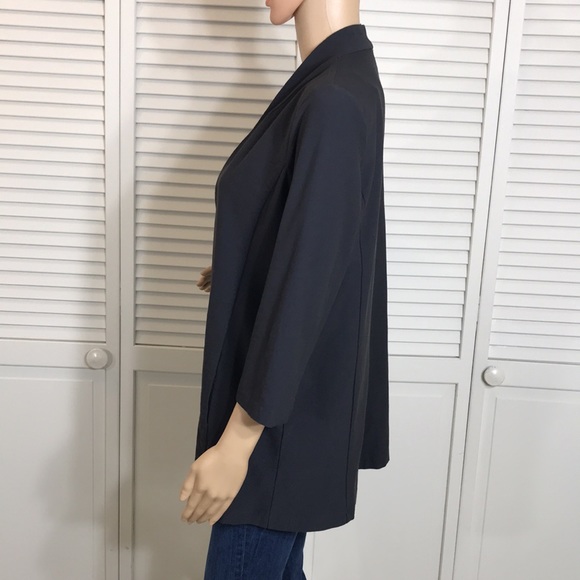 EILEEN FISHER Stretch-Crêpe Dark Gray Cardigan Medium Petite - Picture 11 of 12